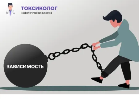Эффективное лечение зависимостей — ваш путь к свободе от пагубных привычек. Иллюстрация: человек пытается разорвать цепь зависимости при поддержке клиники.